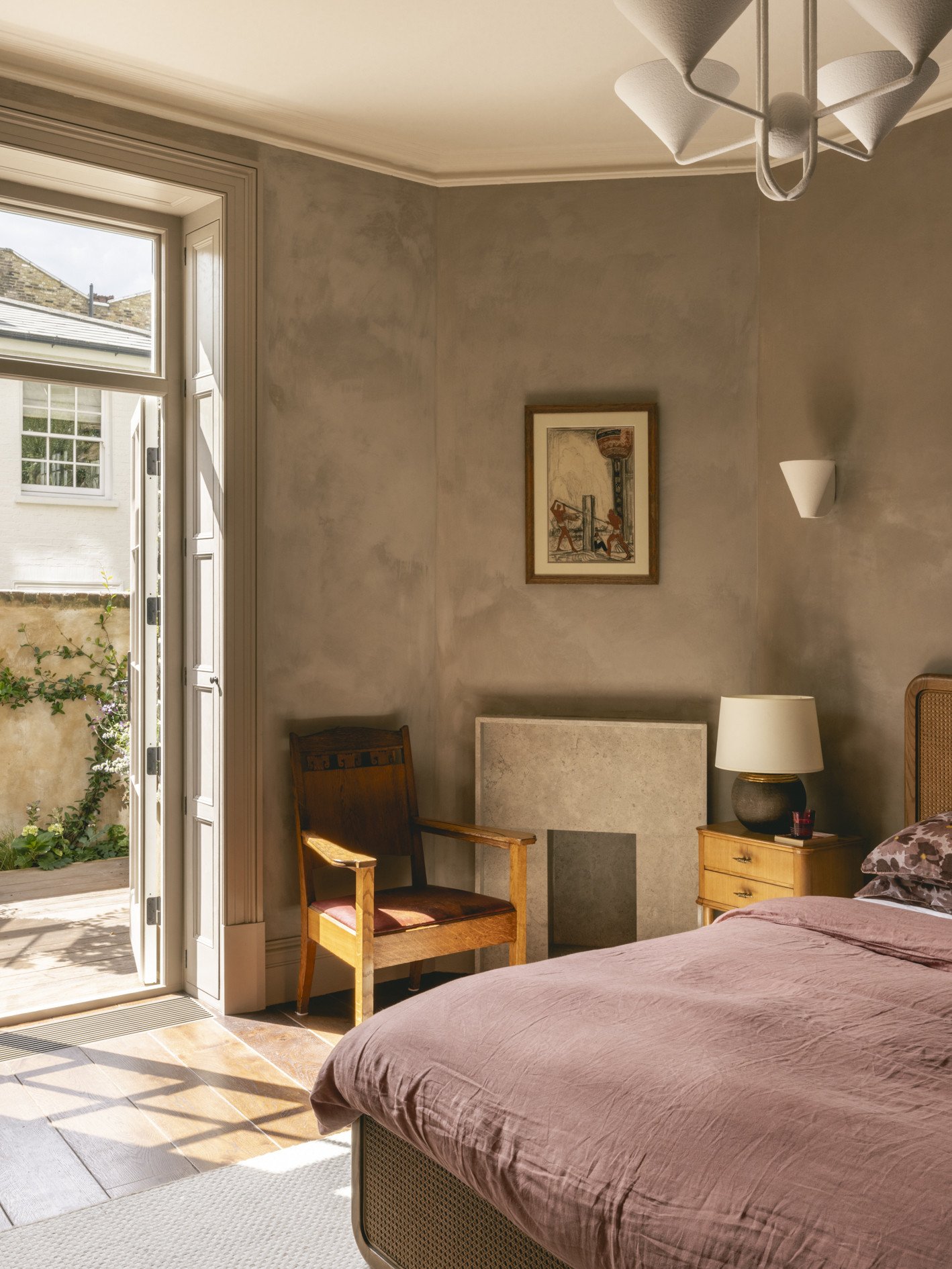 mwai a home reimagined master bed. inside outside patio eclectic furniture
