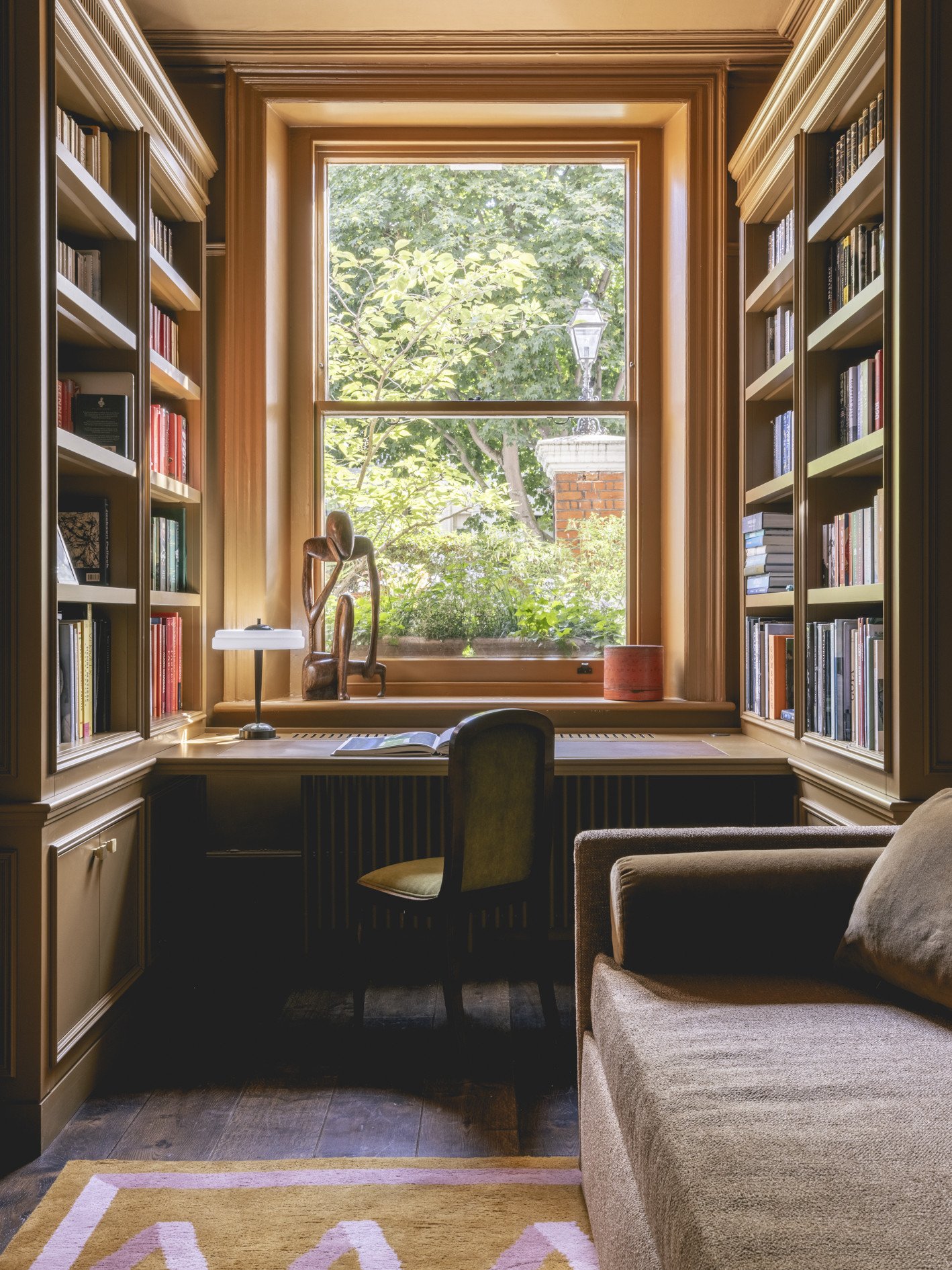 mwai a home reimagined study. book shelving view bespoke