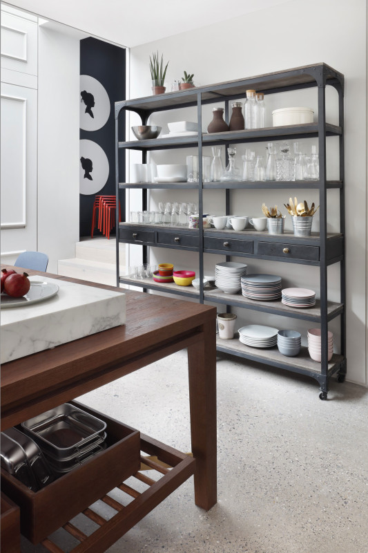 mwai kitchen artisnal open shelving concrete floor