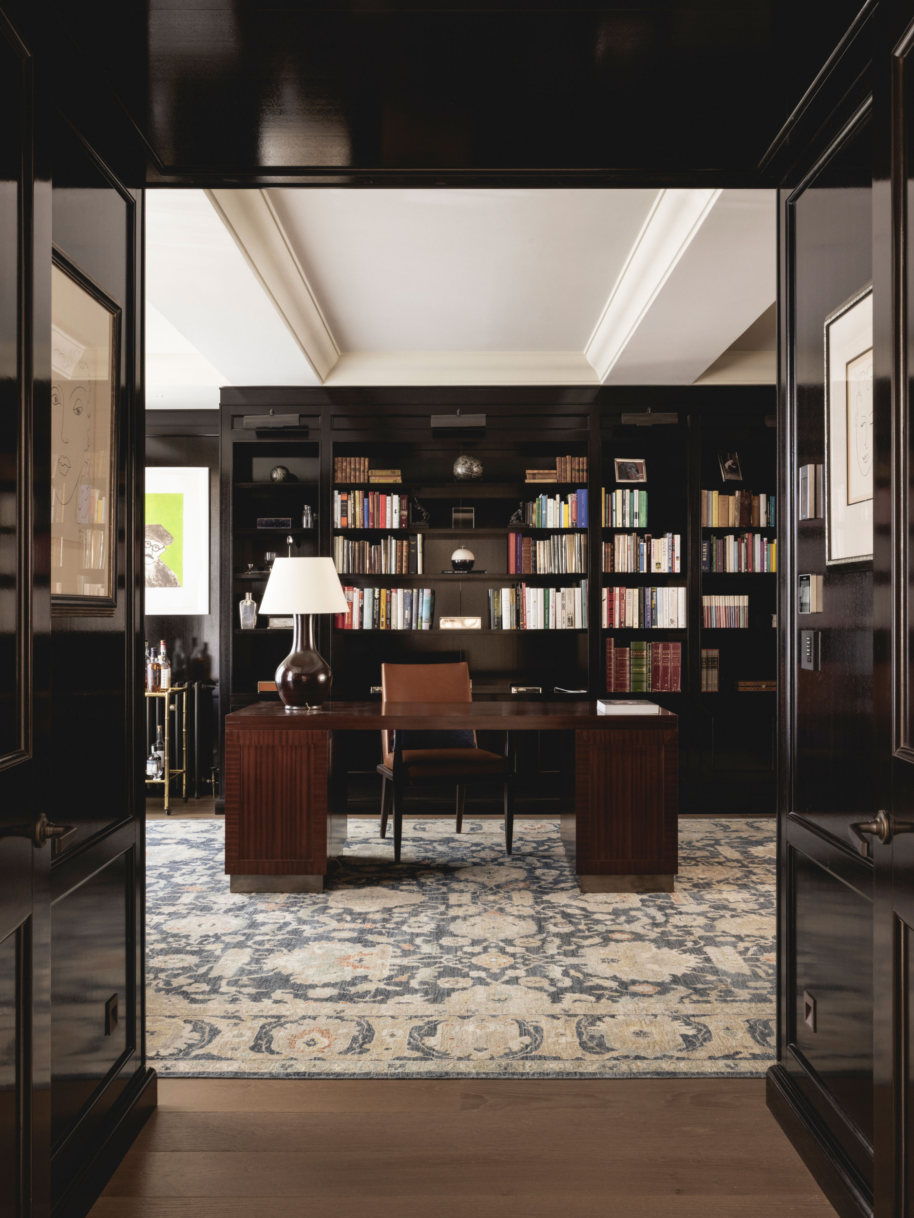 mwai chelsea home study lacquer veneer panelling