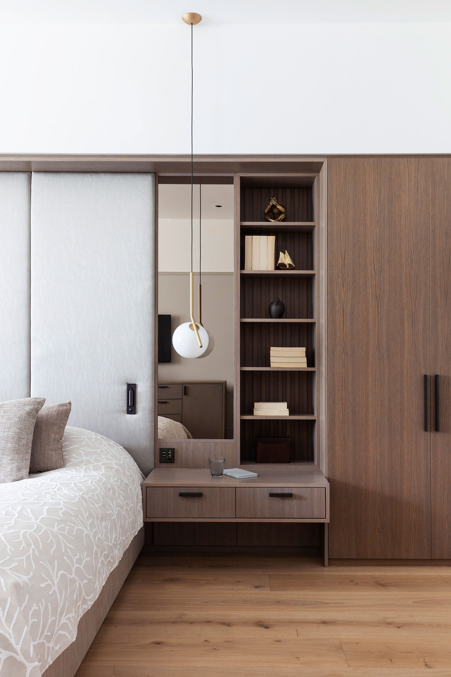 mwai hampstead masterbedroom joinery hanging light bespoke