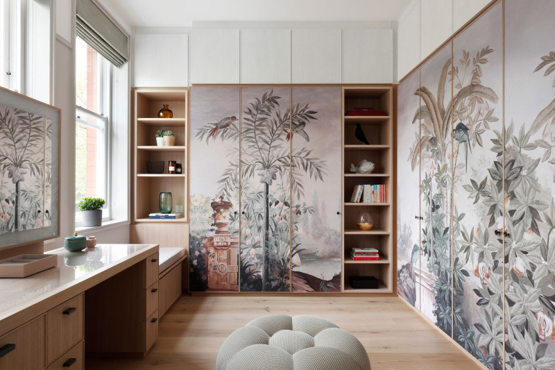 mwai hampstead dressing room wallpaper joinery window 2