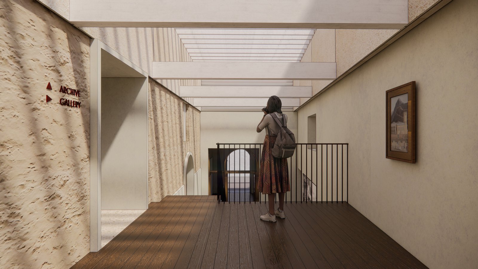 Interior walkway and gallery space by project architects